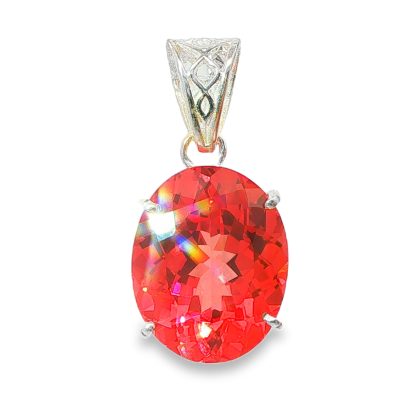Padparadscha Sapphire Faceted Oval Cut Pendant