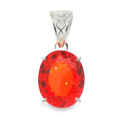 Padparadscha Sapphire Faceted Oval Cut Pendant 3.7g