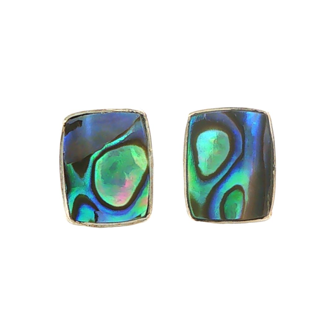 Abalone Rectangular Stud Earrings 2.2g - Image 2