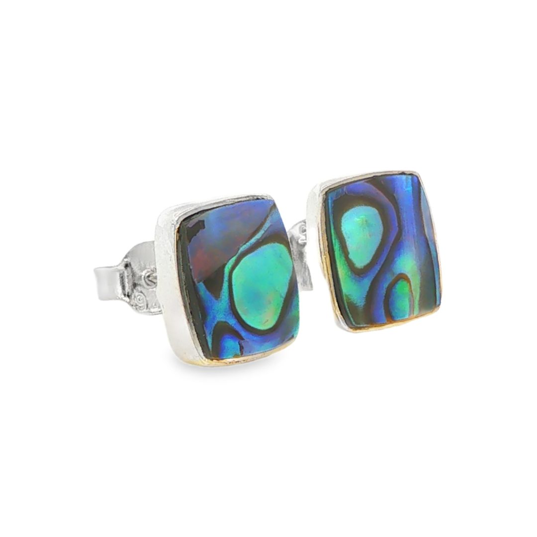 Abalone Rectangular Stud Earrings 2.2g - Image 3