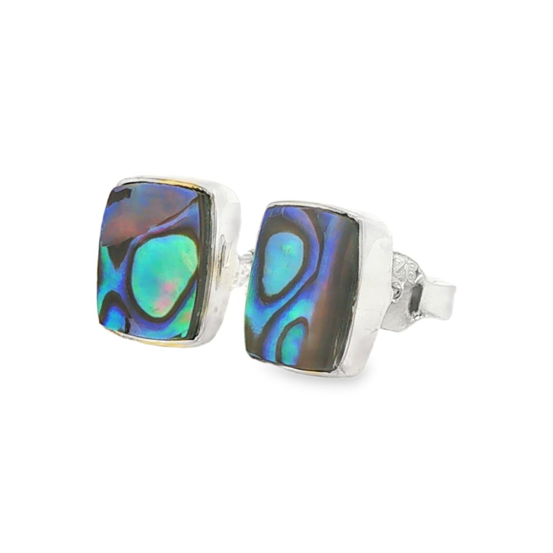 Abalone Rectangular Stud Earrings 2.2g - Image 4