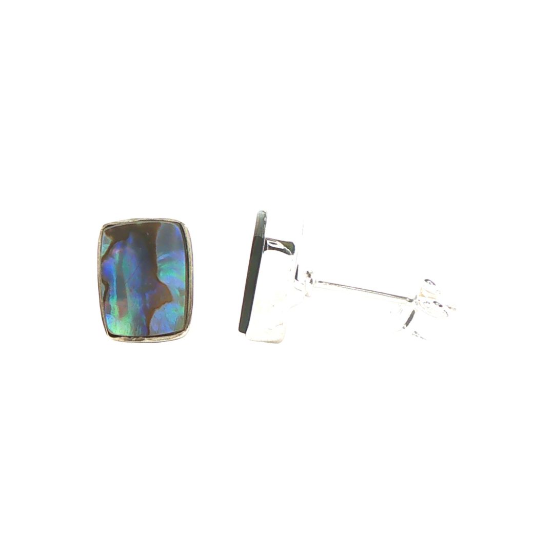 Abalone Rectangular Stud Earrings 1.9g