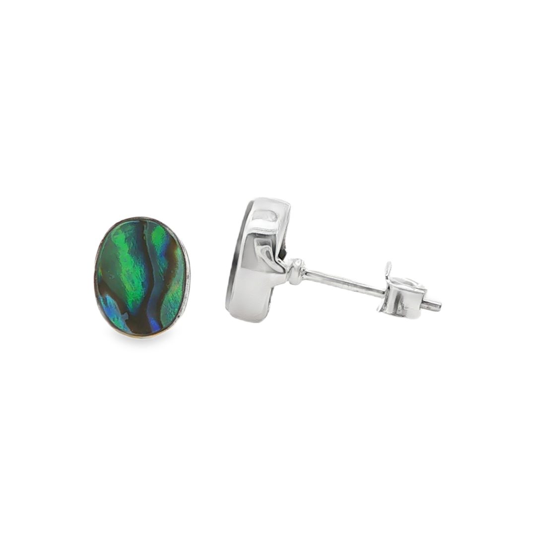 Abalone Oval Stud Earrings 1.7g