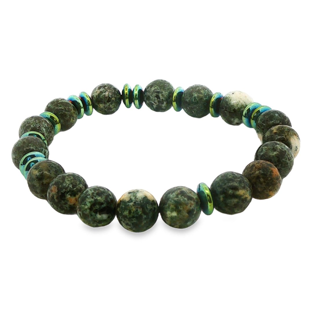 Preseli Blue Stone & Green Hematite Beaded Bracelet 17.6g