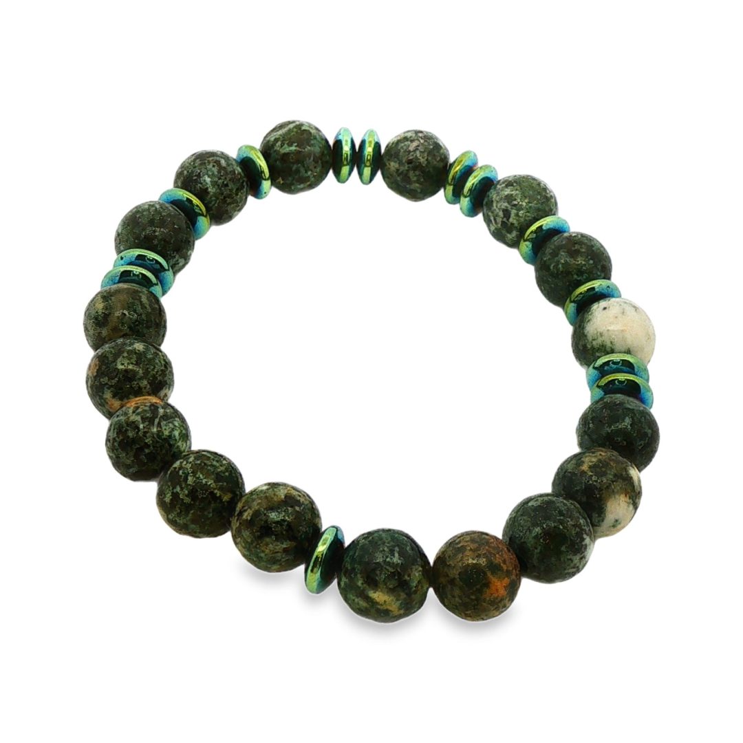 Preseli Blue Stone & Green Hematite Beaded Bracelet 17.6g - Image 2