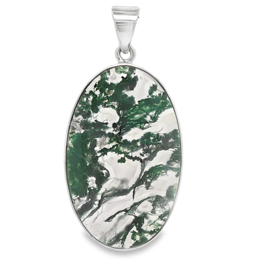 Moss Agate Oval Pendant 8.4g