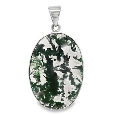 Moss Agate Oval Pendant 7.7g