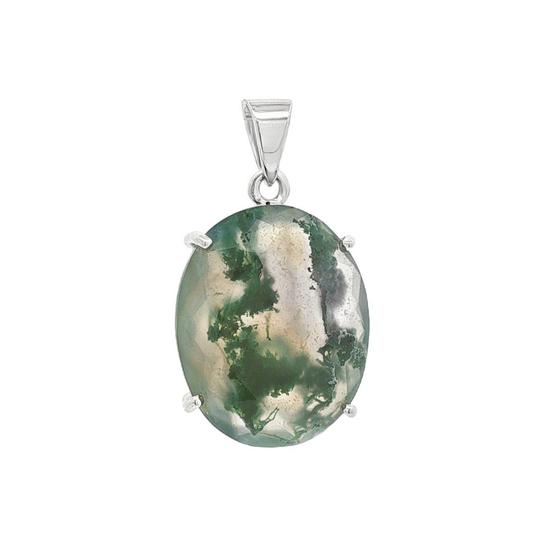 Moss Agate Oval Claw Set Pendant 6.2g - Image 2