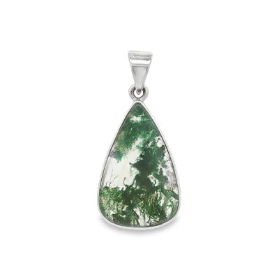 Moss Agate Pear Drop Pendant 3.2g