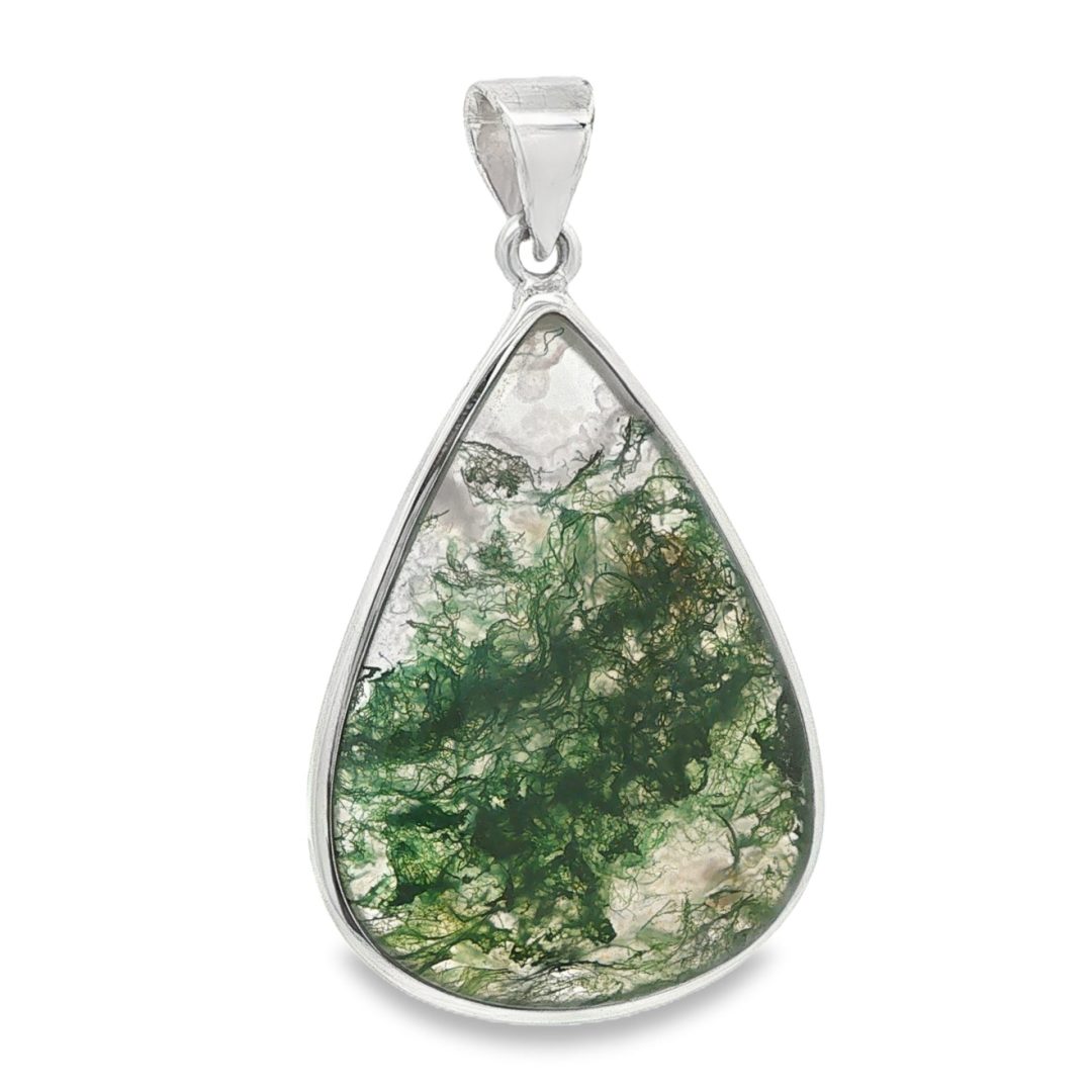 Moss Agate Pear Drop Pendant 10.6g - Image 2