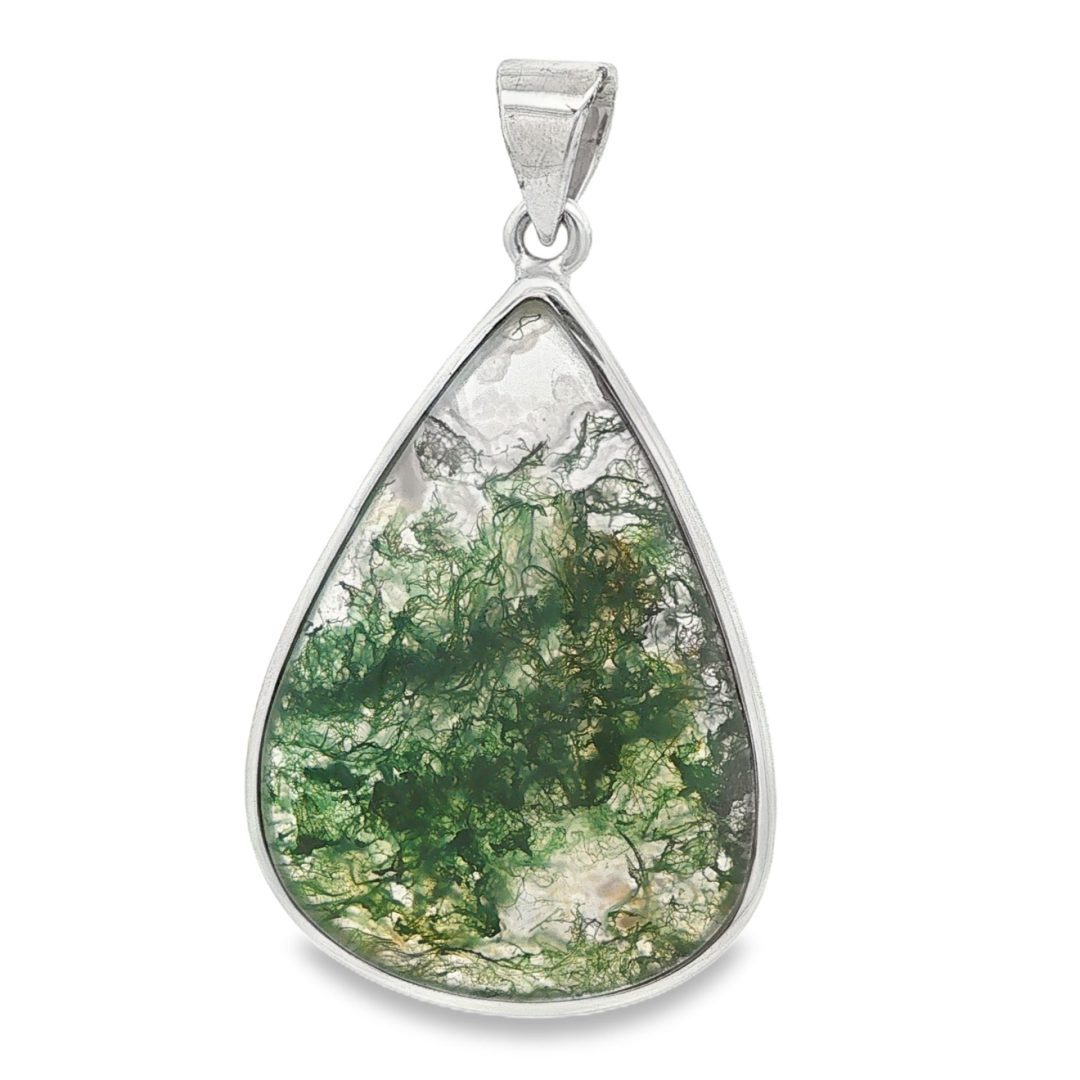 Moss Agate Pear Drop Pendant 10.6g - Image 3