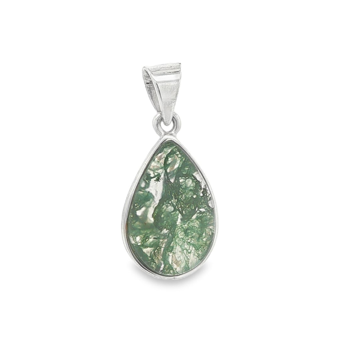 Moss Agate Pear Drop Pendant 2.6g - Image 2