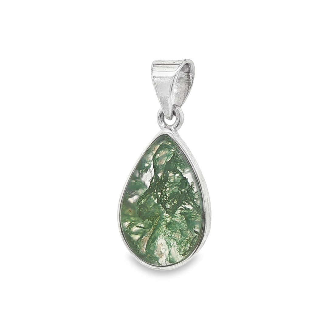 Moss Agate Pear Drop Pendant 2.6g - Image 3