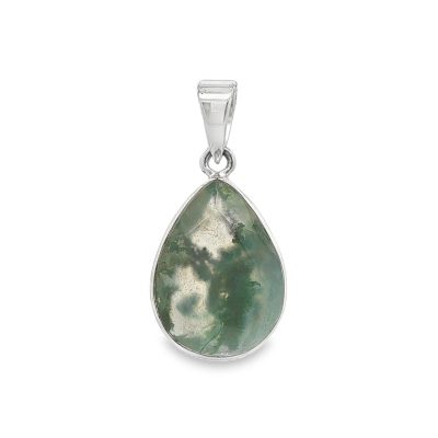 Moss Agate Pear Drop Pendant 4.1g
