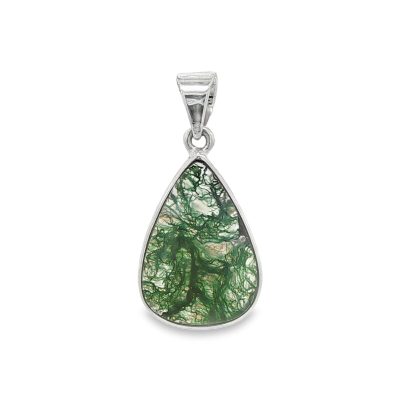 Moss Agate Pear Drop Pendant 2.8g