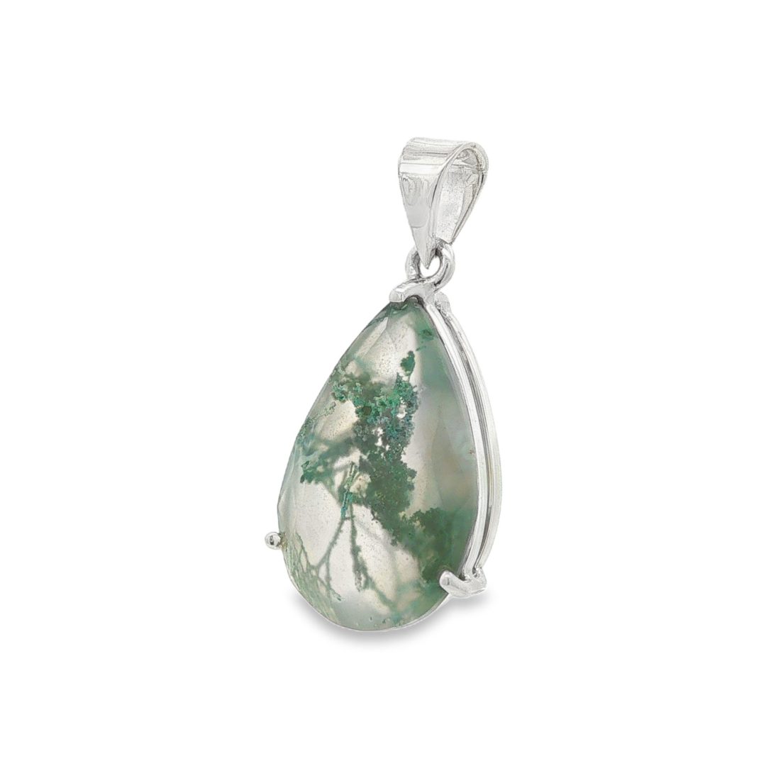 Moss Agate Pear Drop Claw Set Pendant 5.4g - Image 3
