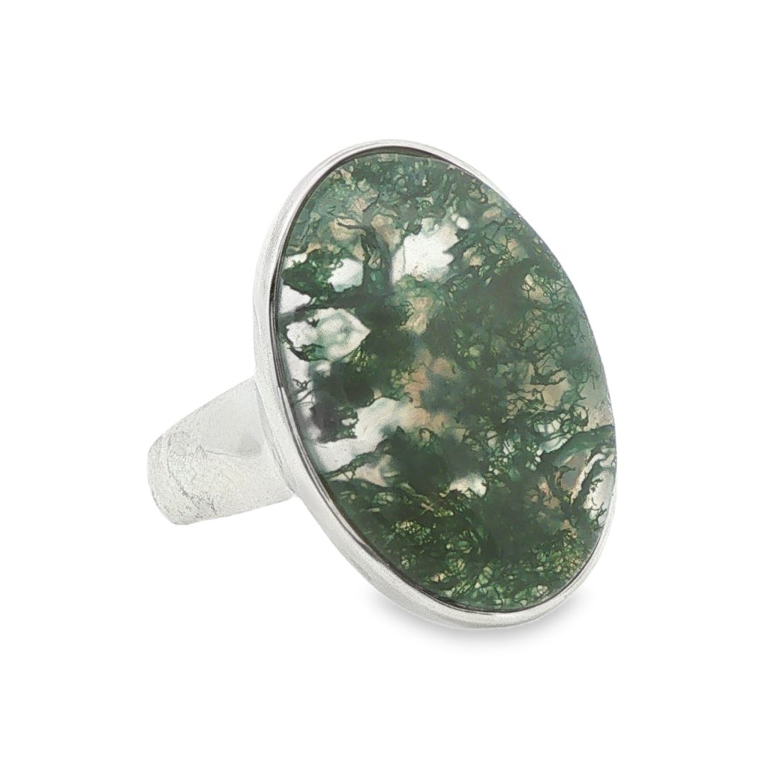 Moss Agate Oval Ring Size Q - Image 2