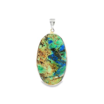 Azurite Chrysocolla Large Oval Pendant 25.7g