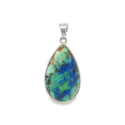 Azurite Chrysocolla Pear Drop Pendant 8.5g