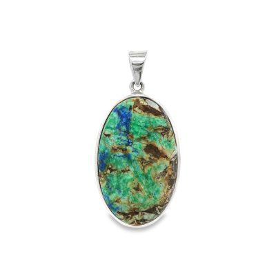 Azurite Chrysocolla Oval Pendant 14.6g