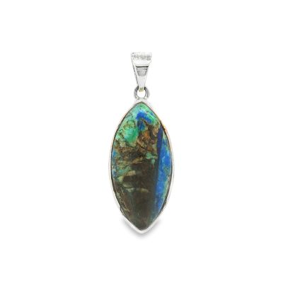 Azurite Chrysocolla Marquise Pendant 5.5g