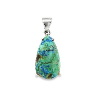 Azurite Chrysocolla Pear Drop Claw Set Pendant 8.1g