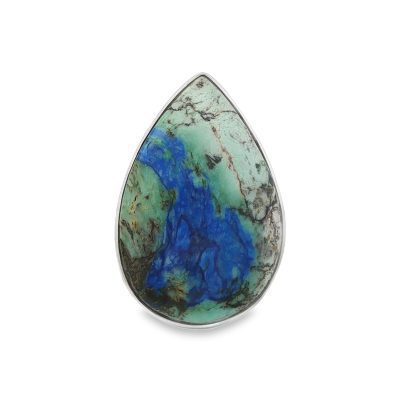Azurite Chrysocolla Pear Drop Ring Size P