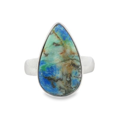 Azurite Chrysocolla Pear Drop Ring Size R