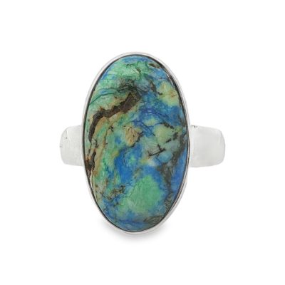 Azurite Chrysocolla Oval Ring Size S