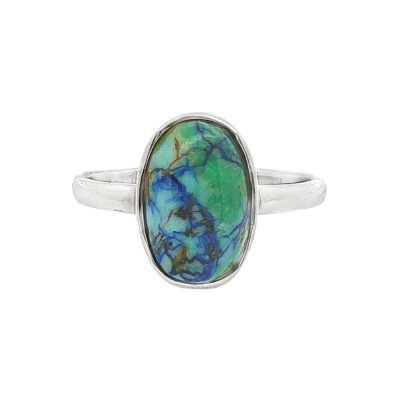 Azurite Chrysocolla Oval Ring Size P
