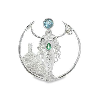 Glastonbury Goddess Limited Edition Blue Topaz & Green Spinel Pendant 9.6g