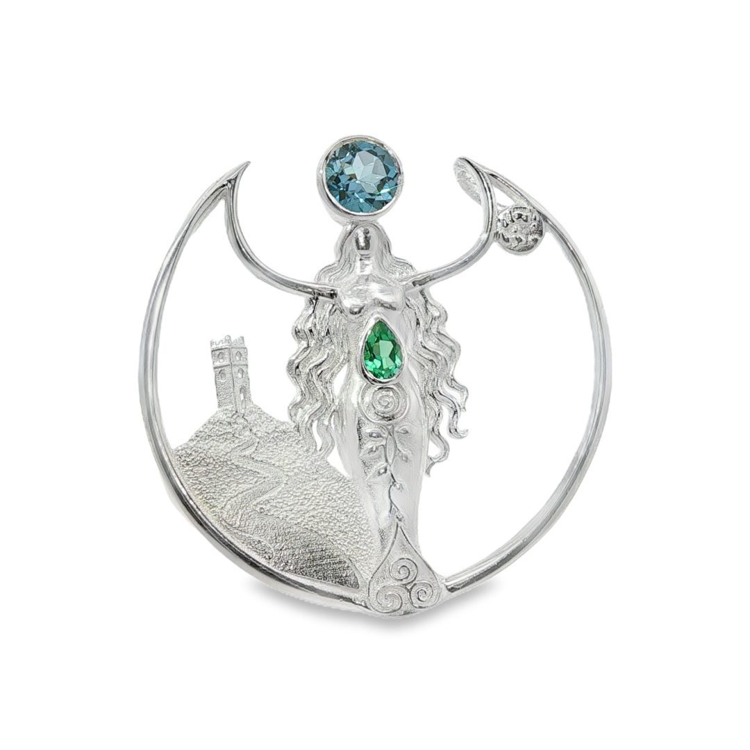 Glastonbury Goddess Limited Edition Blue Topaz & Green Spinel Pendant 9.6g - Image 2