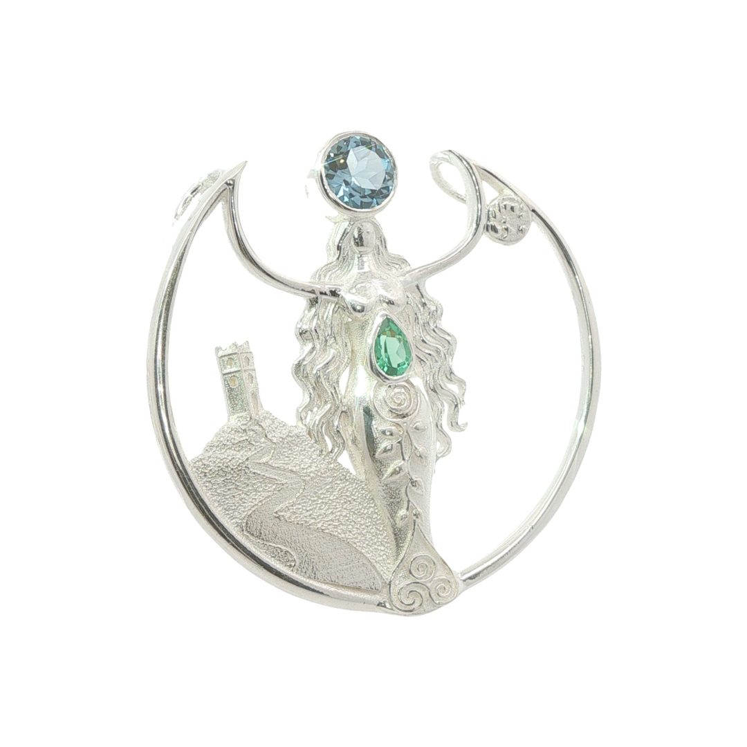 Glastonbury Goddess Limited Edition Blue Topaz & Green Spinel Pendant 9.6g - Image 4