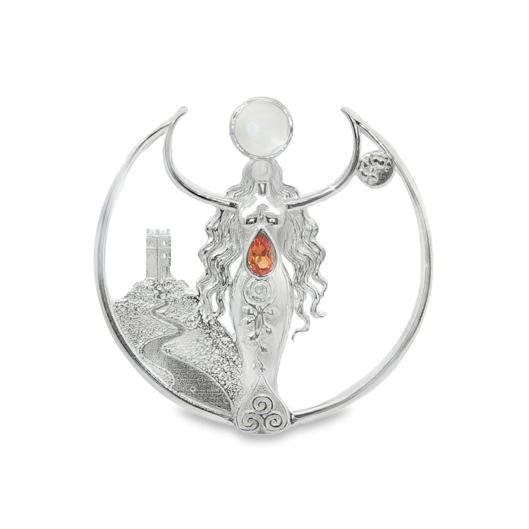 Glastonbury Goddess Limited Edition Moonstone & Padparadscha Pendant 10g