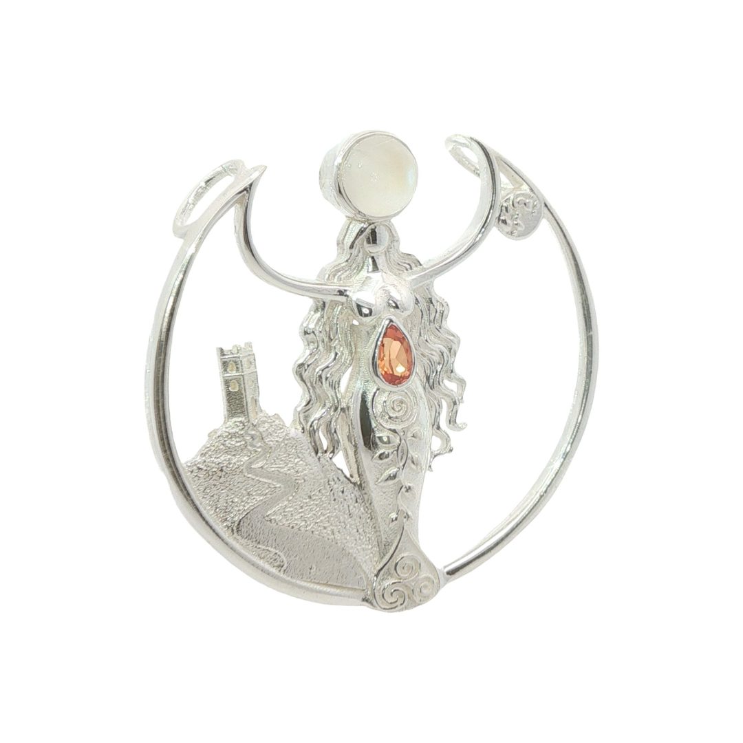 Glastonbury Goddess Limited Edition Moonstone & Padparadscha Pendant 10g - Image 2