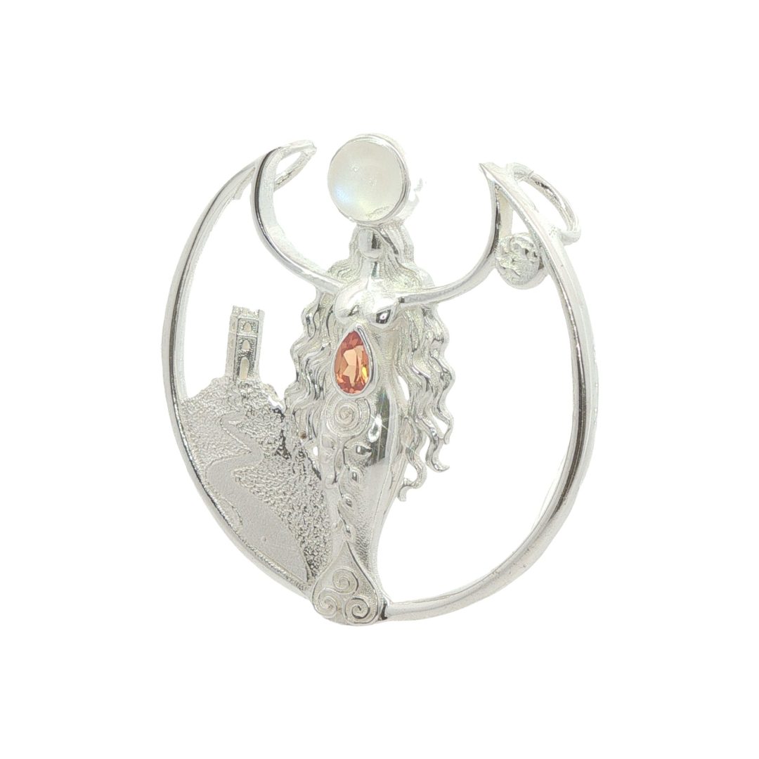 Glastonbury Goddess Limited Edition Moonstone & Padparadscha Pendant 10g - Image 4