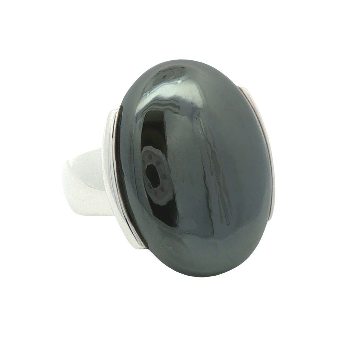 Hematite Oval Ring Size P - Image 3