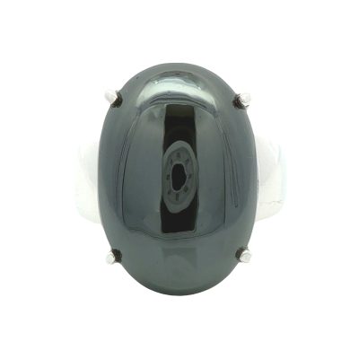Hematite Oval Claw Set Ring Size P