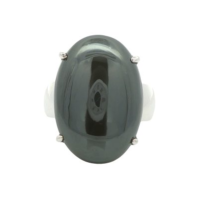 Hematite Oval Claw Set Ring Size Q
