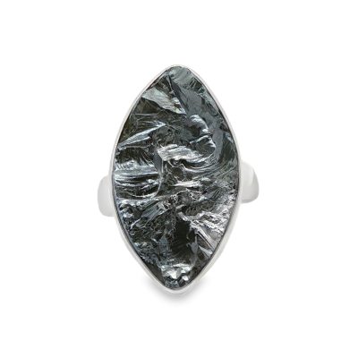 Hematite Raw Marquise Ring Size O