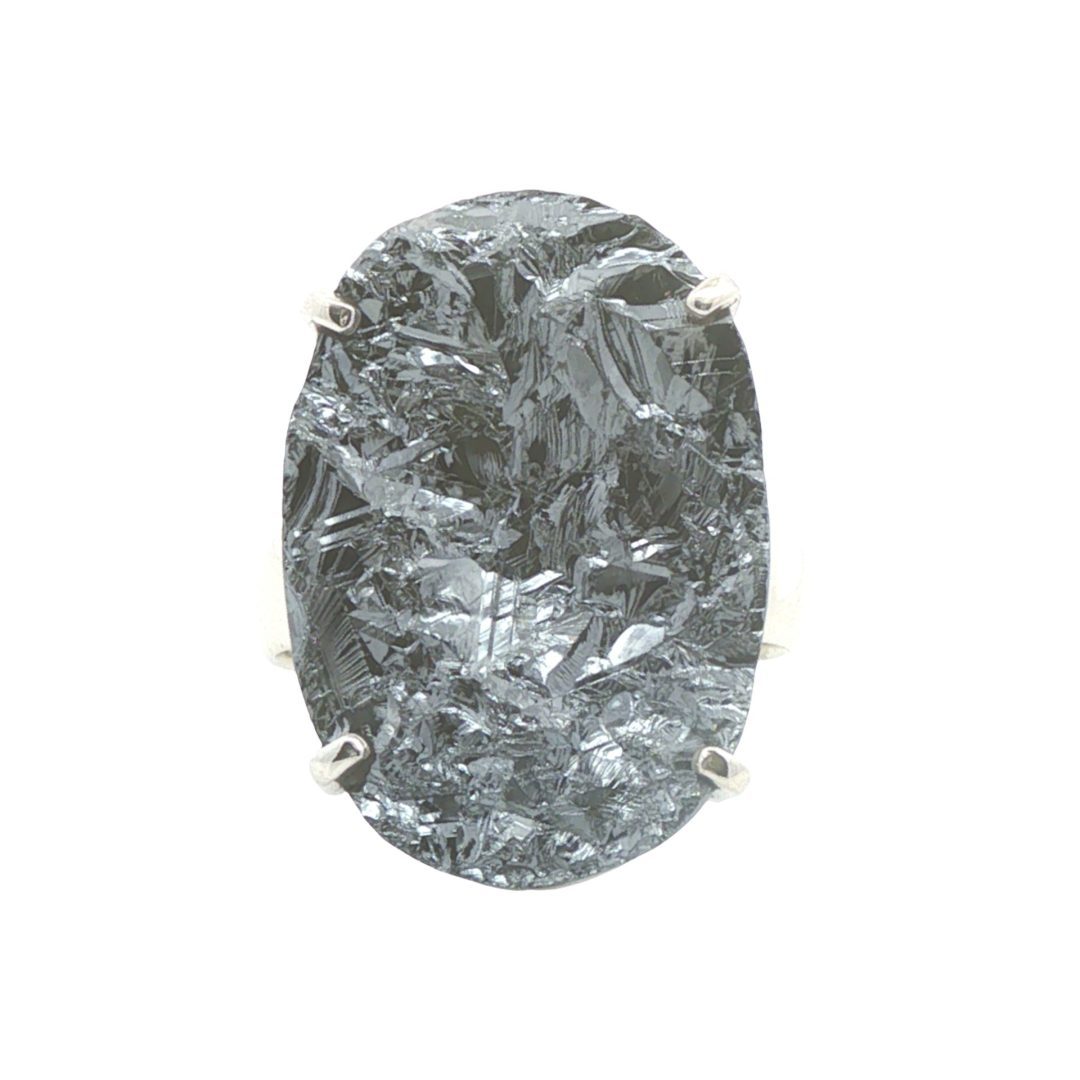 Hematite Raw Claw Set Ring Size S
