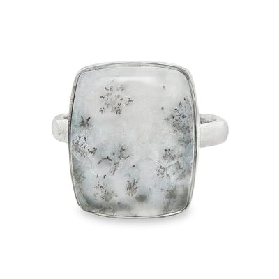 Dendritic Opal (Merlinite) Rectangular Ring Size P