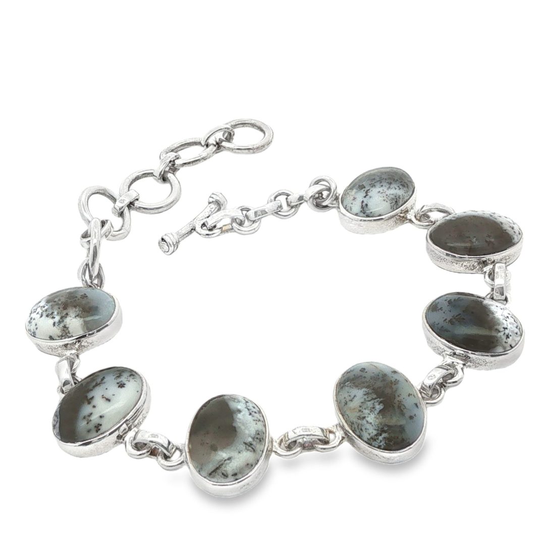 Dendritic Opal (Merlinite) Oval Multi Stone Bracelet 19.4g - Image 3