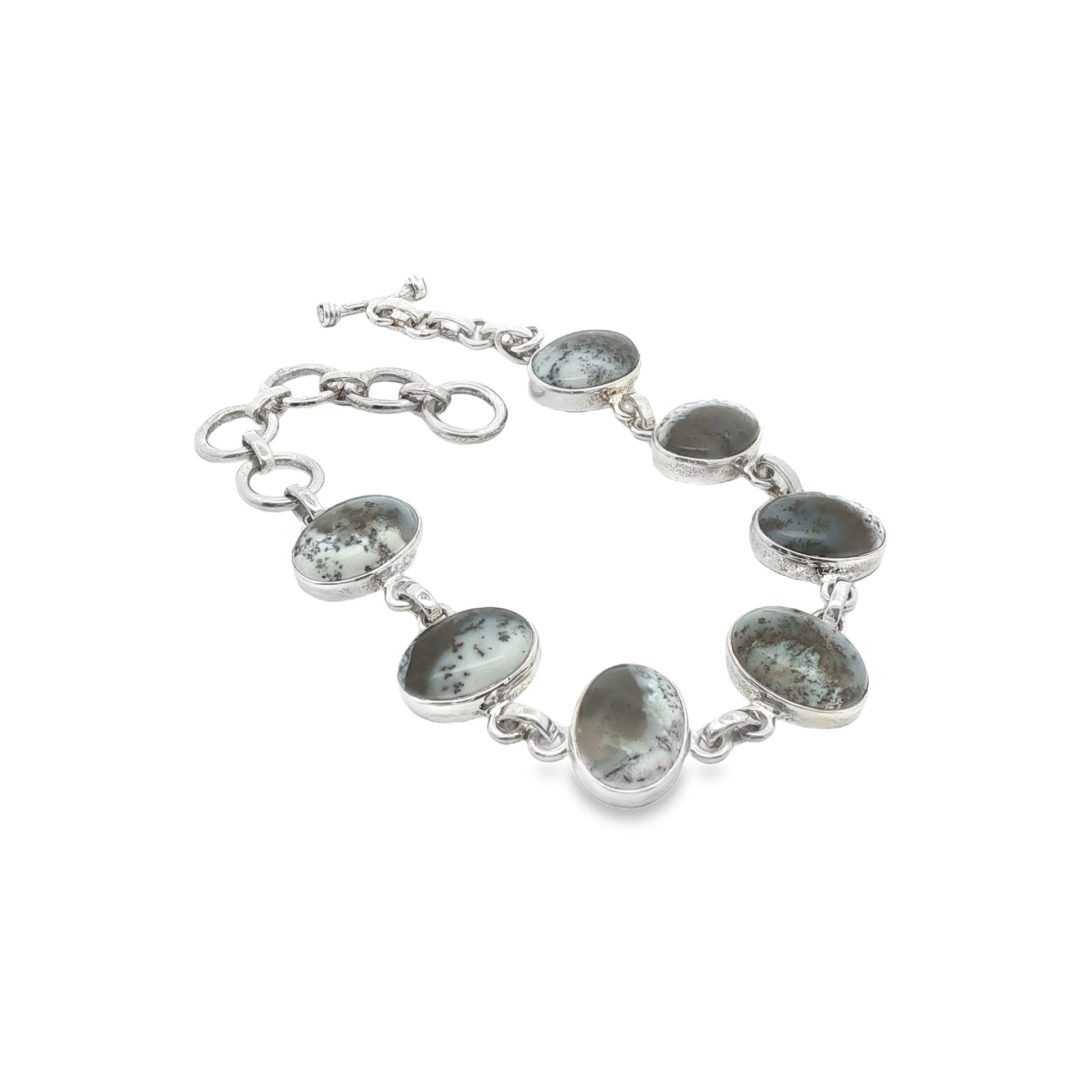 Dendritic Opal (Merlinite) Oval Multi Stone Bracelet 19.4g - Image 4