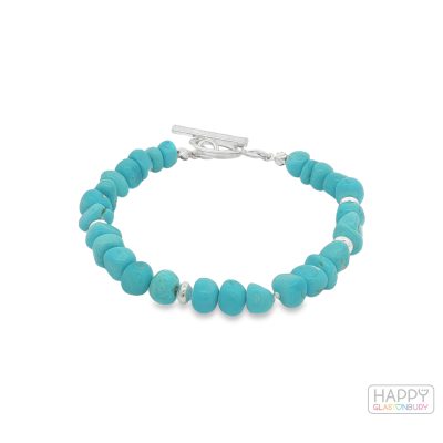Sleeping Beauty Turquoise Pebble Bracelet By Mary Salazar 11.8g