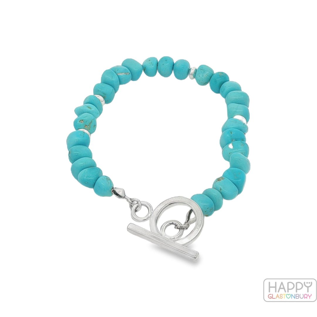 Sleeping Beauty Turquoise Pebble Bracelet By Mary Salazar 11.8g - Image 2