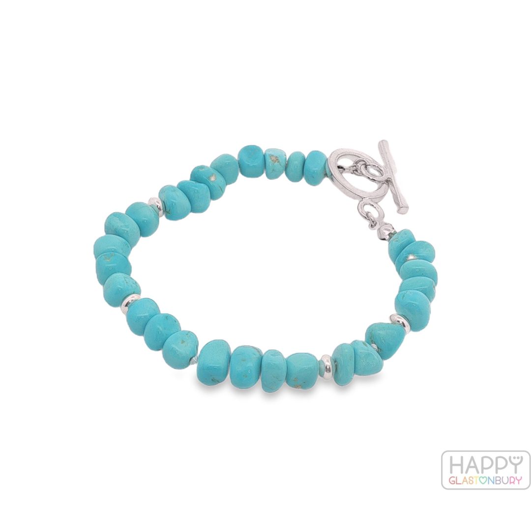 Sleeping Beauty Turquoise Pebble Bracelet By Mary Salazar 11.8g - Image 3