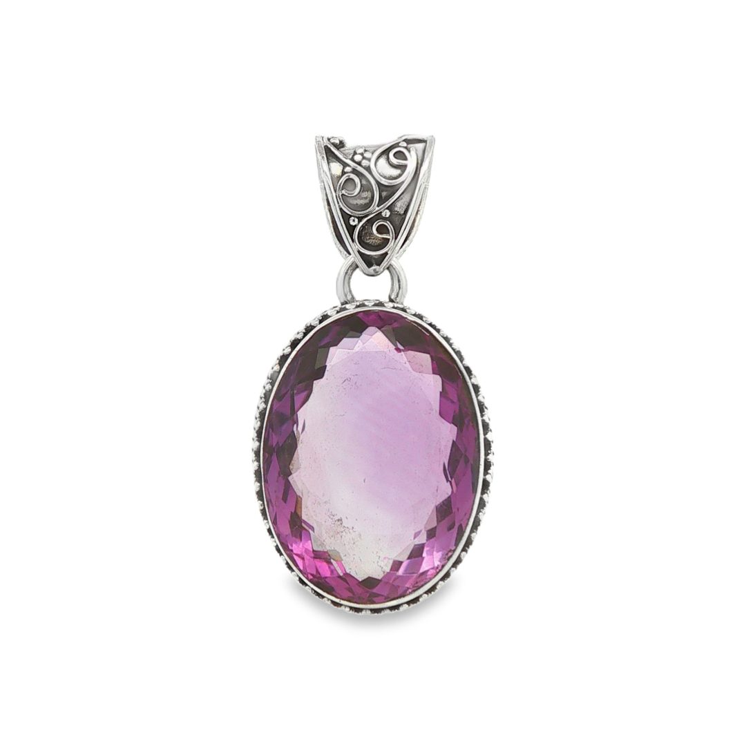 Amethyst Oval Faceted Ornate Pendant 13.5g - Image 3