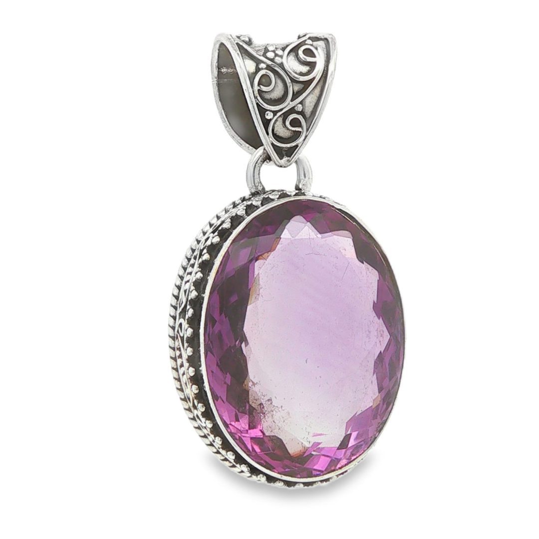 Amethyst Oval Faceted Ornate Pendant 13.5g - Image 4