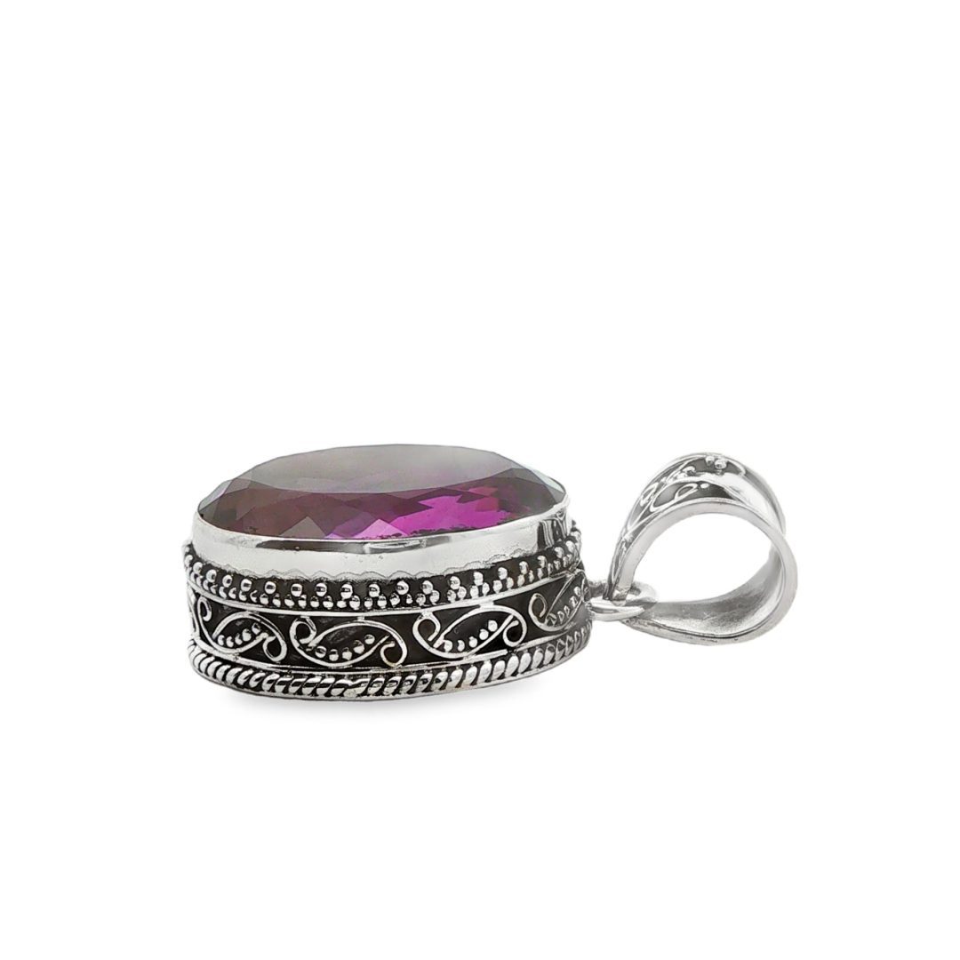 Amethyst Oval Faceted Ornate Pendant 13.5g - Image 6